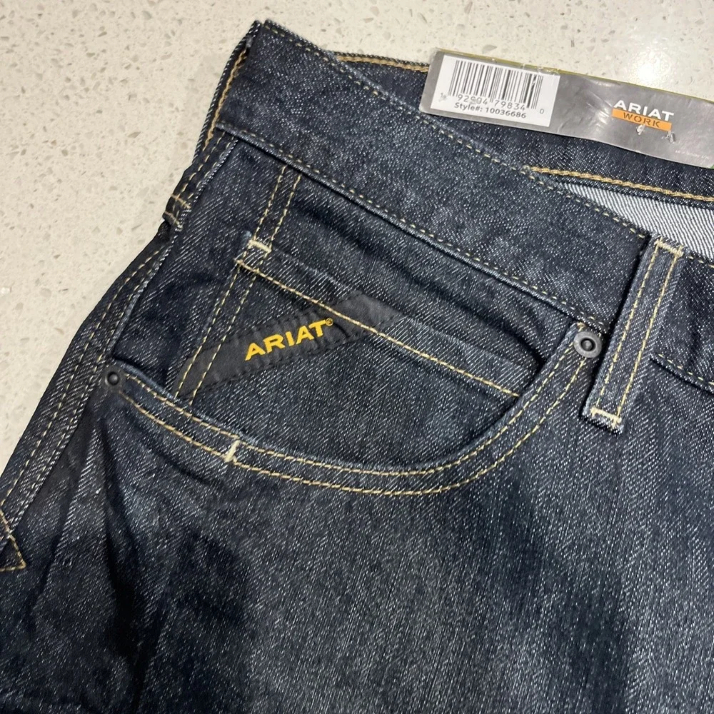 Ariat  Mens Jeans Double Knee Dark Wash Blue Durastretch M5 Rebar Size 42x38 NWT - Picture 4 of 9